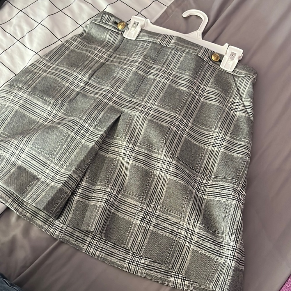 Banana Republic Gray Plaid Wool Skirt